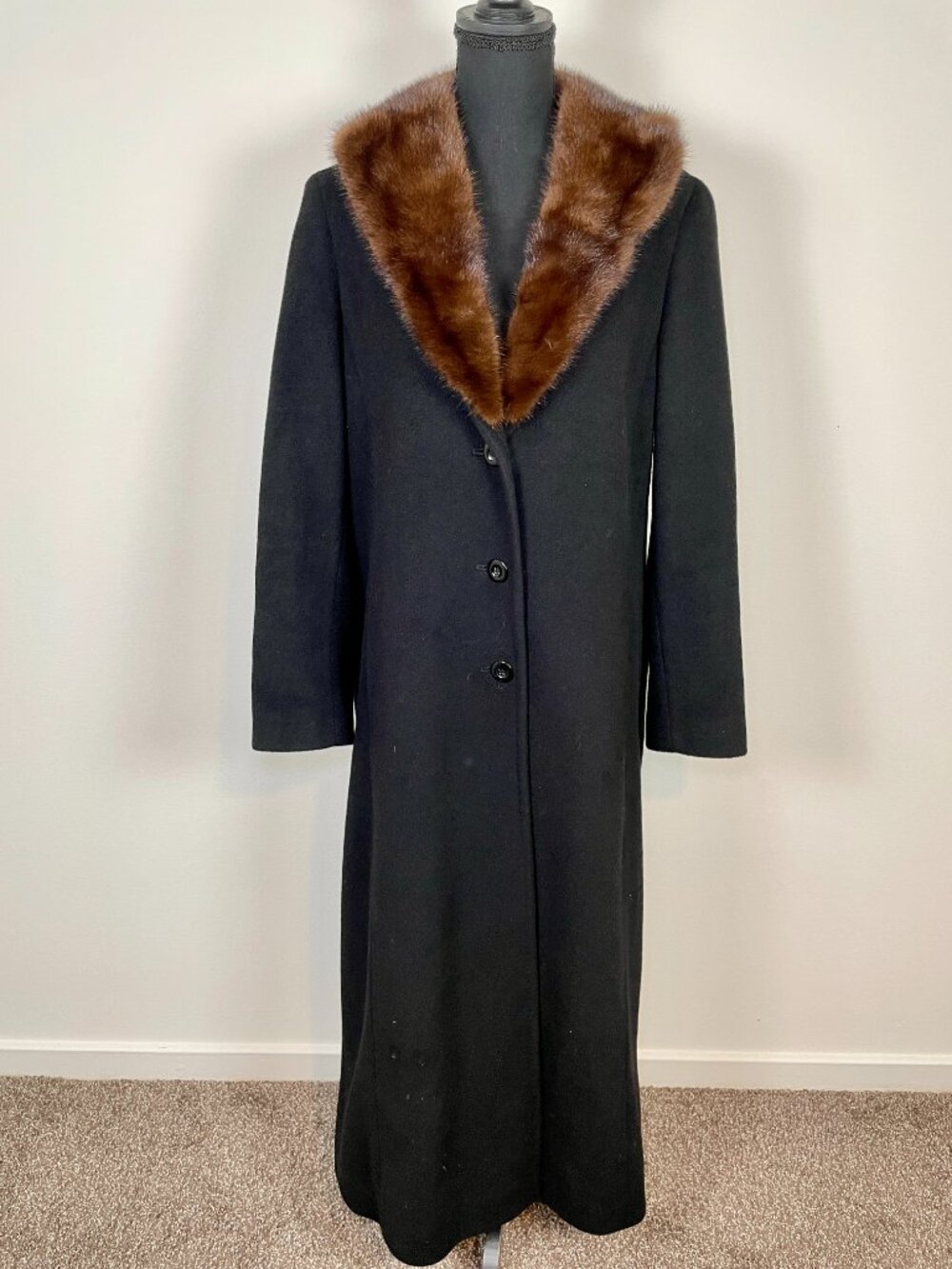 BILL BLASS Vintage Full-length Black Coat